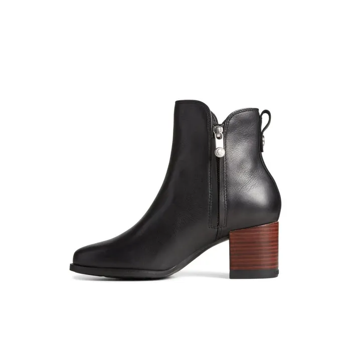 Sperry Seaport Heel Water Resistant Leather Boot Black Women Boots