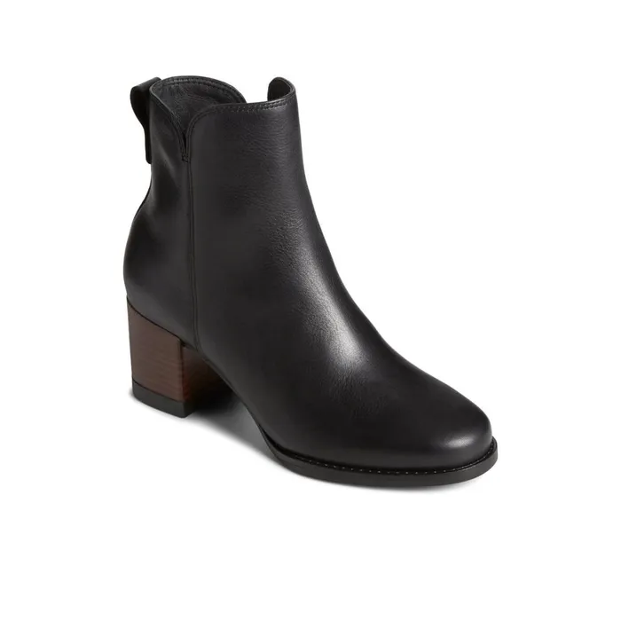 Sperry Seaport Heel Water Resistant Leather Boot Black Women Boots