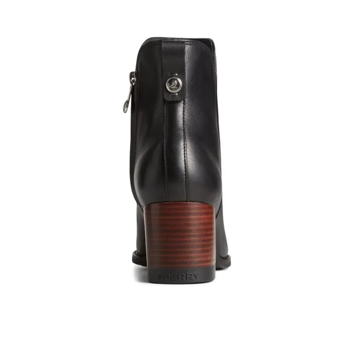 Sperry Seaport Heel Water Resistant Leather Boot Black Women Boots
