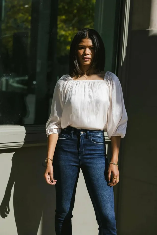 Stevie Plisse Blouse In Cream Cream Women Bohme Tops