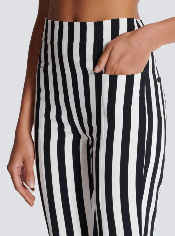 Striped Crepe Shorts Black Women Balmain Trousers And Shorts