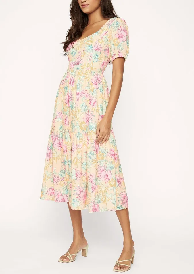 Sunkist Aloha Midi Dress Peachmulti Women Lost Wander Dresses