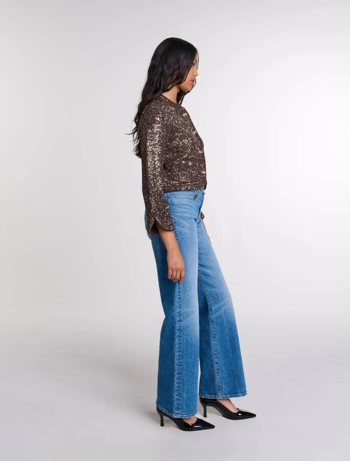 Sweaters and Cardigans Women Maje Sequinned Cardigan Brown