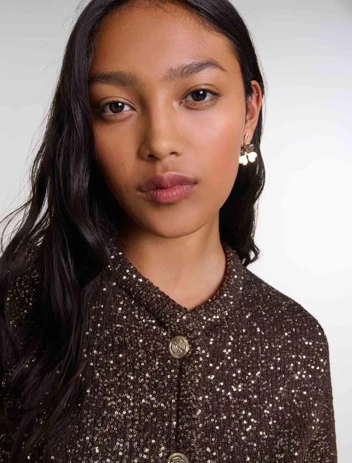 Sweaters and Cardigans Women Maje Sequinned Cardigan Brown