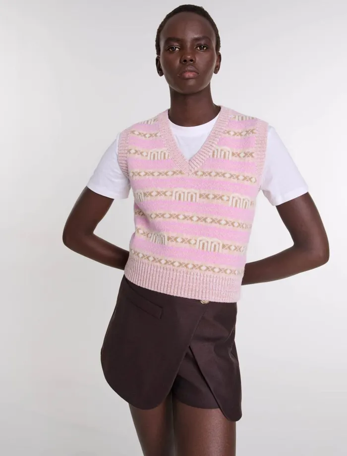 Sweaters and Cardigans Women Maje Sleeveless Jacquard Jumper Multicoloured