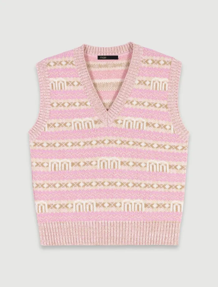 Sweaters and Cardigans Women Maje Sleeveless Jacquard Jumper Multicoloured