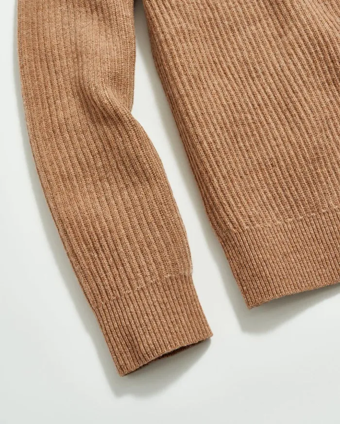 Sweaters and Sweatshirts Men Billy Reid Fisherman Rib Half Zip Cameltan