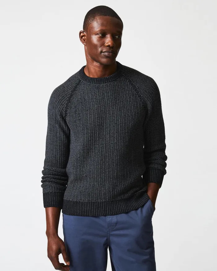 Sweaters and Sweatshirts Men Billy Reid Marled Crewneck Sweater Black