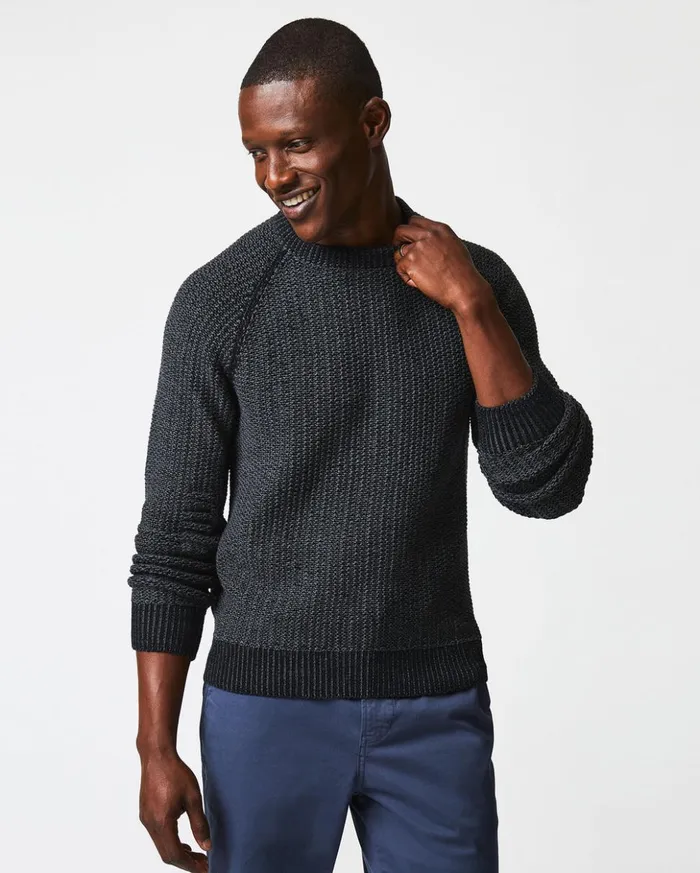 Sweaters and Sweatshirts Men Billy Reid Marled Crewneck Sweater Black