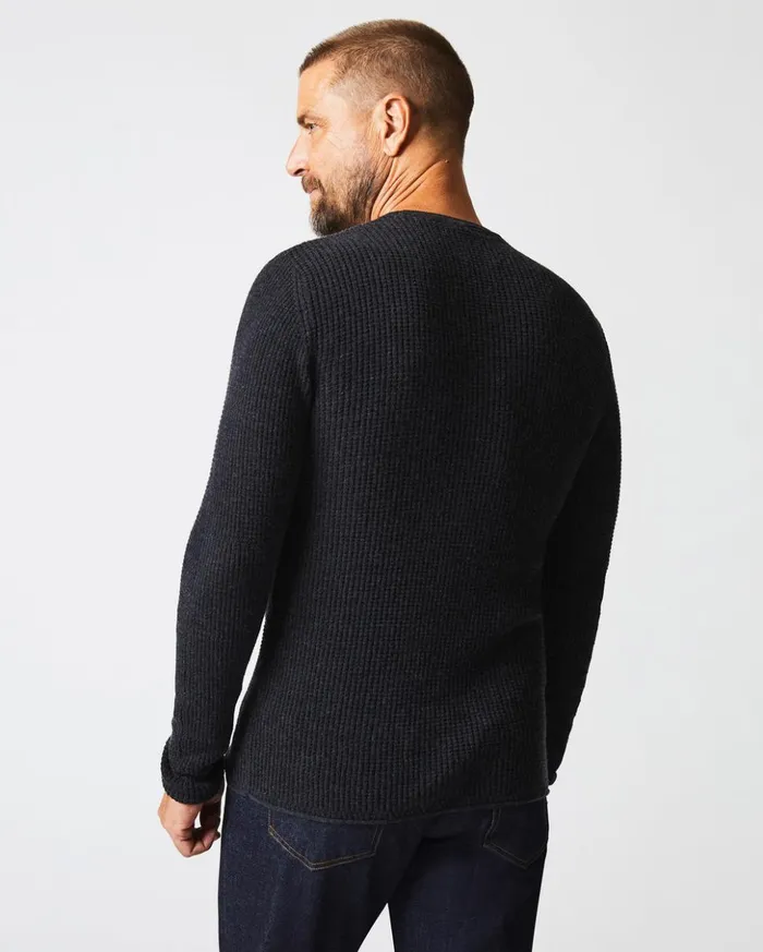 Sweaters and Sweatshirts Men Billy Reid Mini Waffle Crew Charcoal