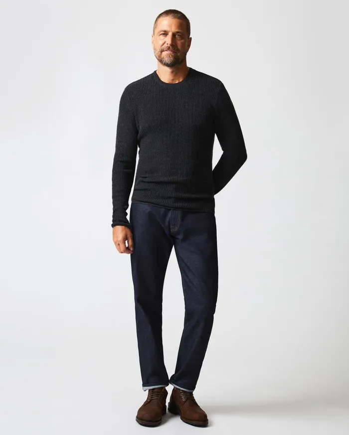 Sweaters and Sweatshirts Men Billy Reid Mini Waffle Crew Charcoal