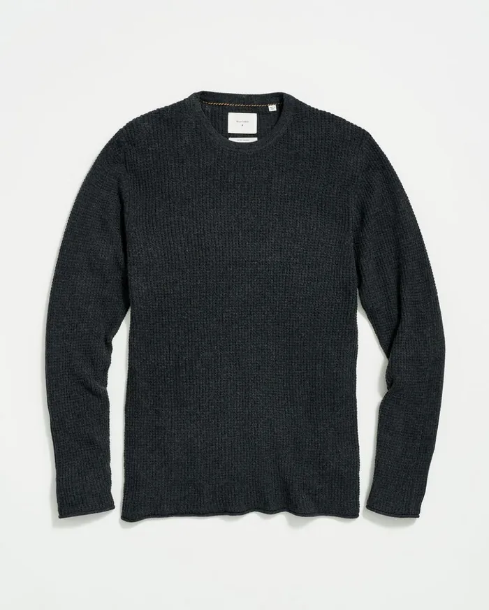 Sweaters and Sweatshirts Men Billy Reid Mini Waffle Crew Charcoal