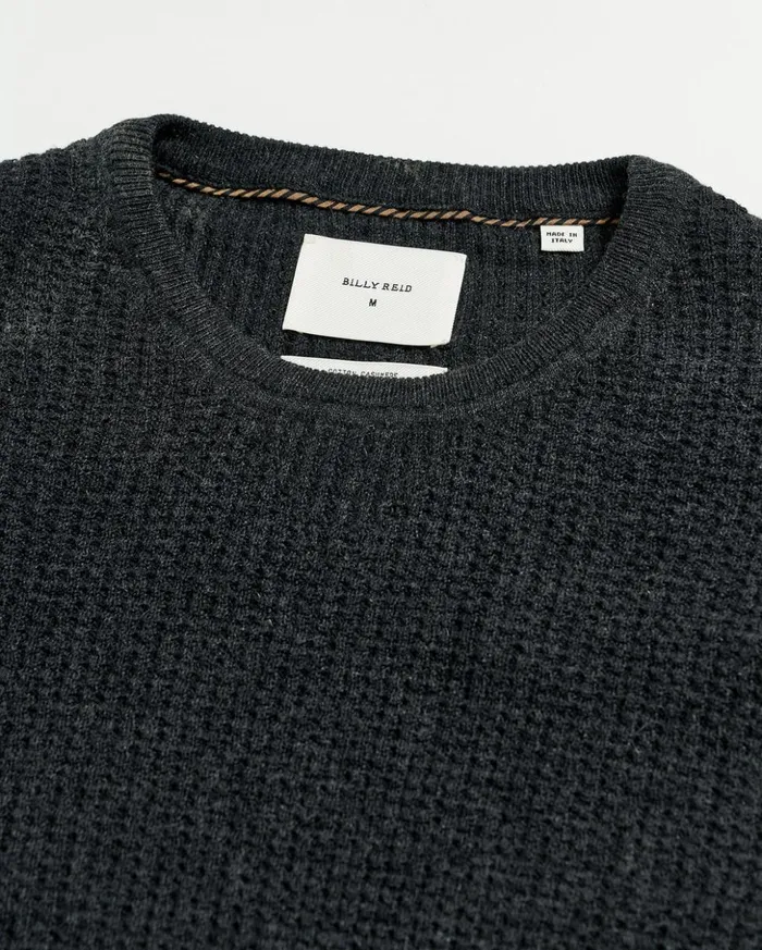 Sweaters and Sweatshirts Men Billy Reid Mini Waffle Crew Charcoal
