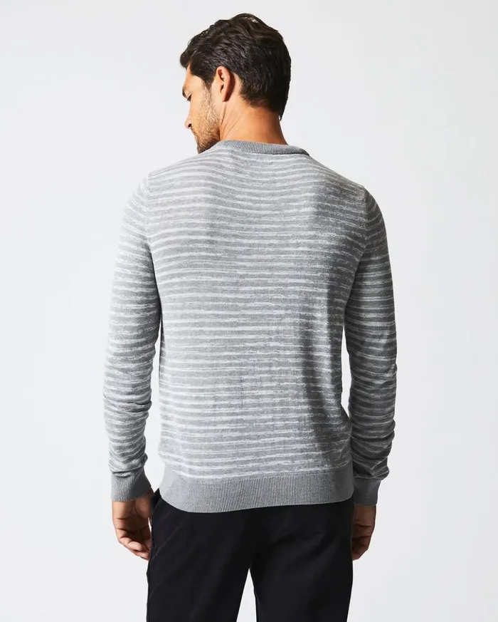 Sweaters and Sweatshirts Men Billy Reid Space Dye Stripe Crew Grey