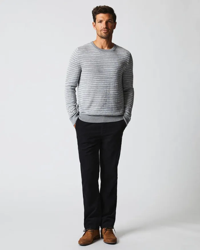 Sweaters and Sweatshirts Men Billy Reid Space Dye Stripe Crew Grey
