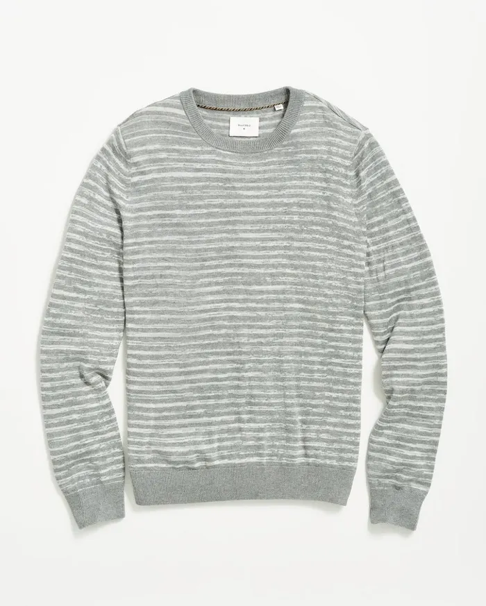 Sweaters and Sweatshirts Men Billy Reid Space Dye Stripe Crew Grey