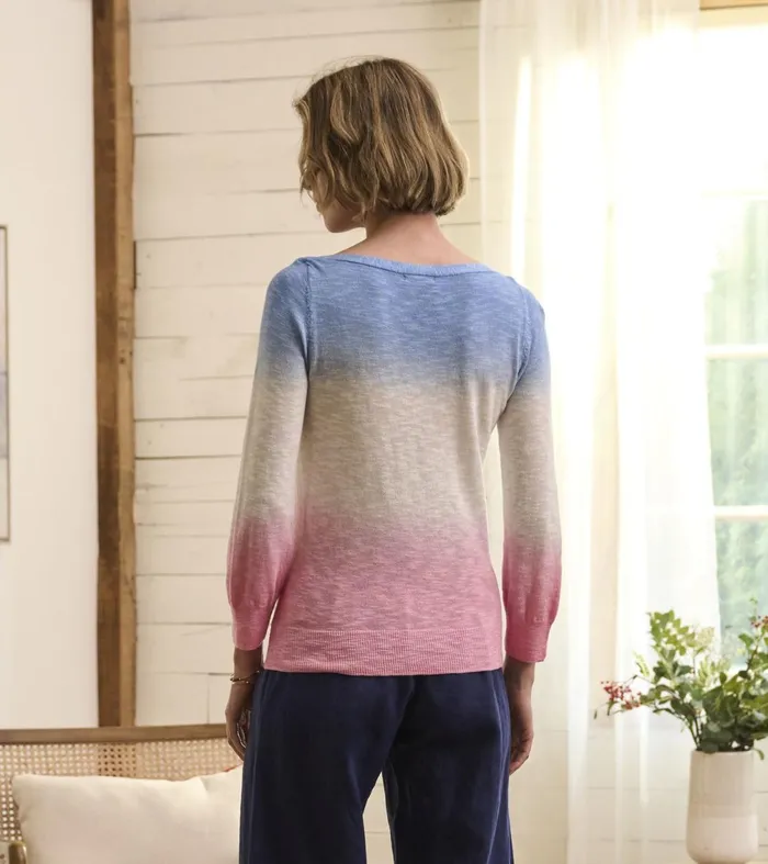 Sweaters Women Hatley 34 Sleeve Knit Breton Sunset Dip Dye