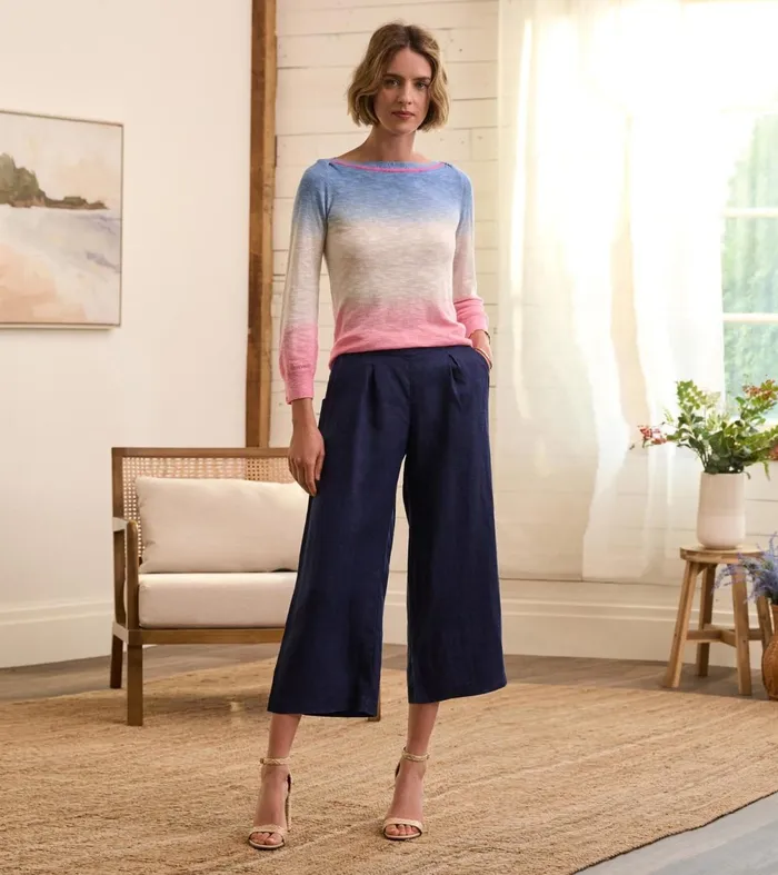 Sweaters Women Hatley 34 Sleeve Knit Breton Sunset Dip Dye