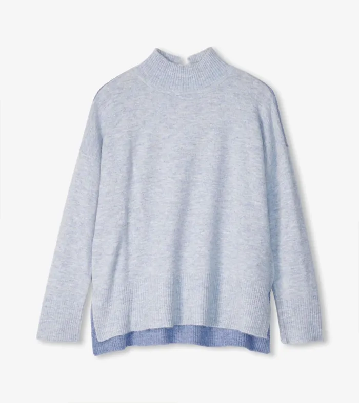 Sweaters Women Hatley Mock Neck Tunic 8211 Blue Colorblock