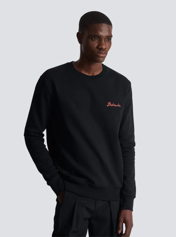 Sweatshirt With Kiss Print Black Men Balmain Sweatshirts