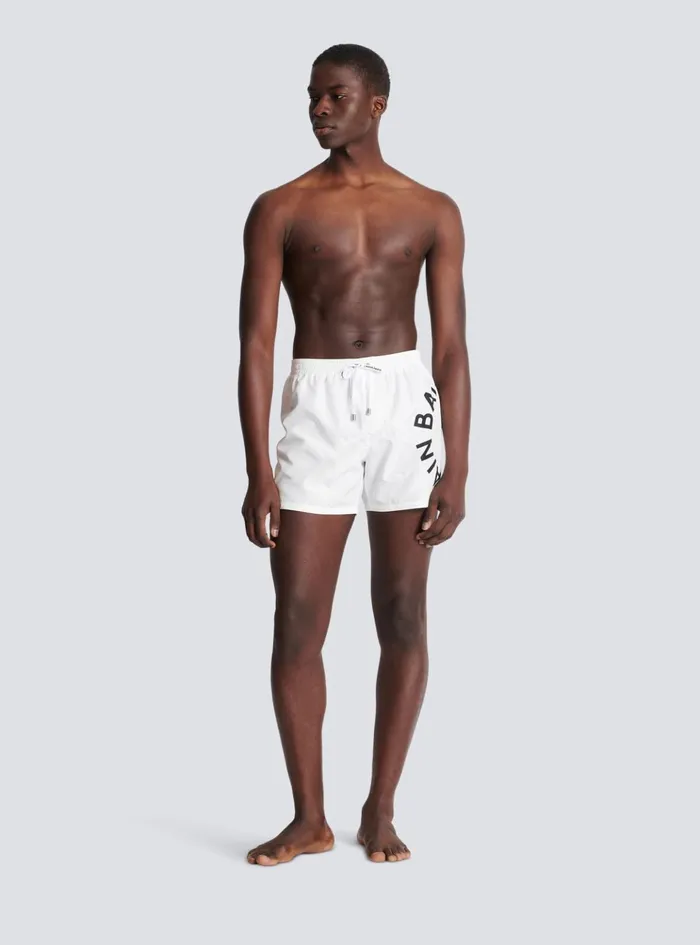 Swim Shorts White Men Balmain Swimwear