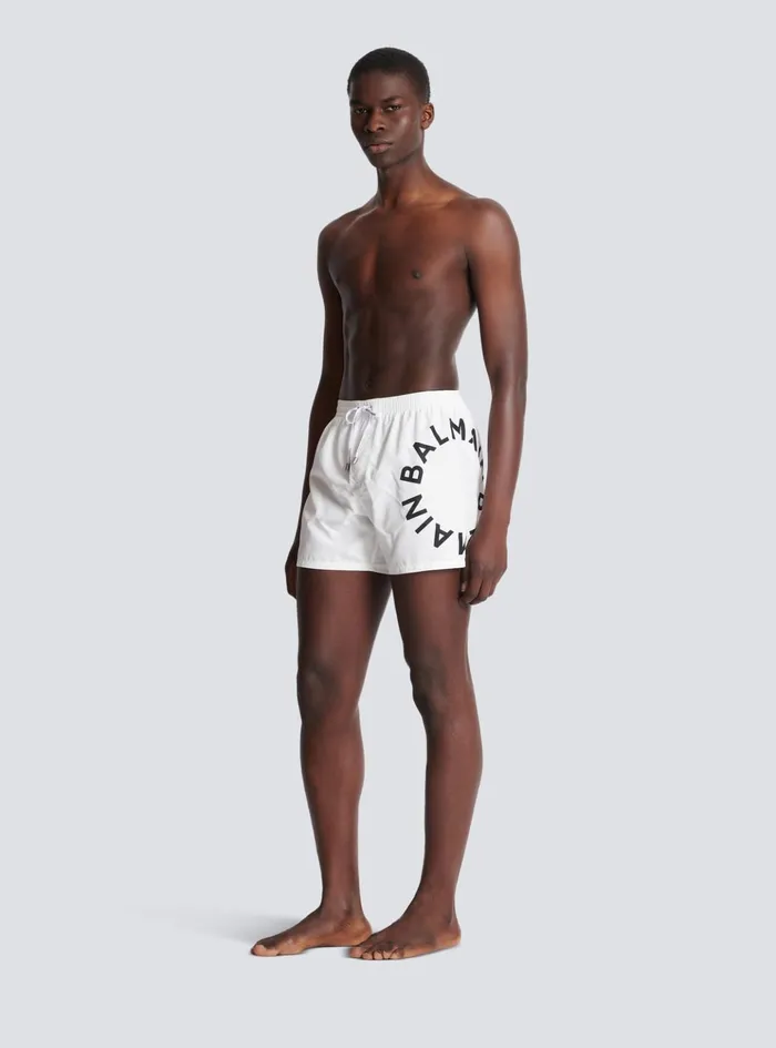 Swim Shorts White Men Balmain Swimwear