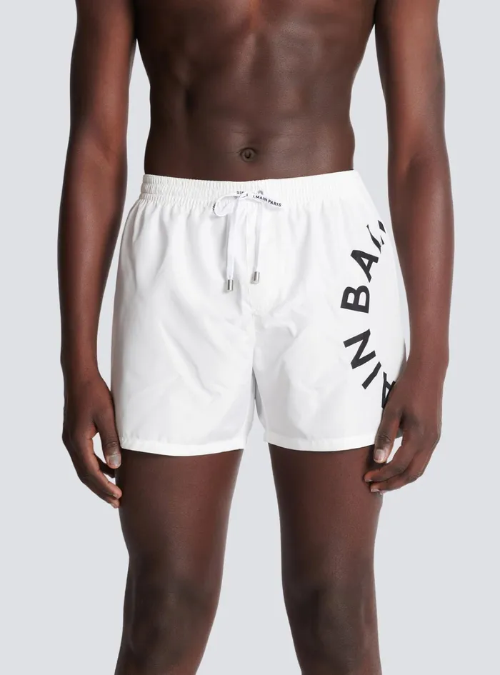 Swim Shorts White Men Balmain Swimwear