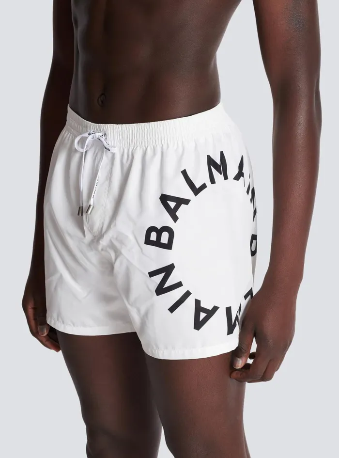 Swim Shorts White Men Balmain Swimwear