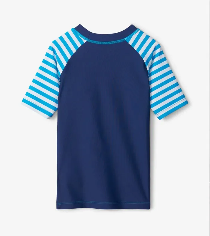 Swimwear Boys Hatley Shark Stripes Short Sleeve Rashguard