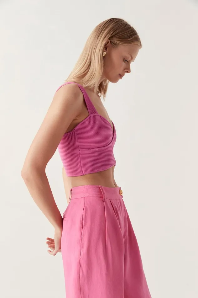 Sybil Twist Knit Bustier Brilliant Pink Women Aje Body 038 Crepe Knit