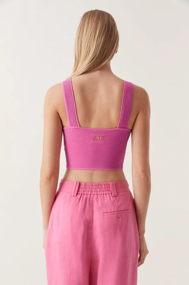 Sybil Twist Knit Bustier Brilliant Pink Women Aje Body 038 Crepe Knit