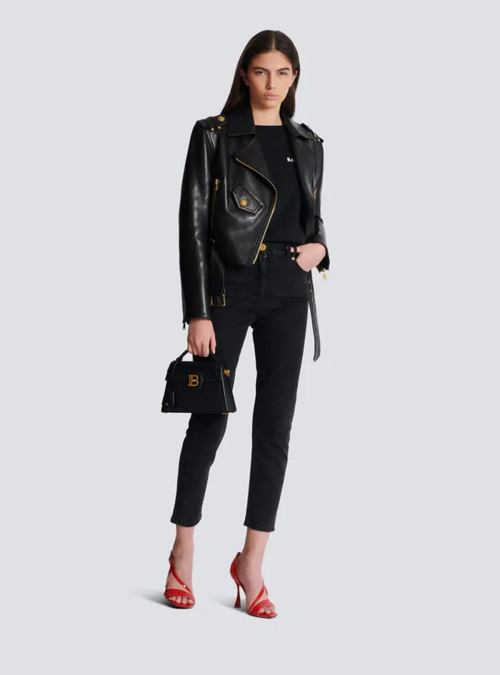 Tshirt With Flocked Paris Logo Black Women Balmain TShirts