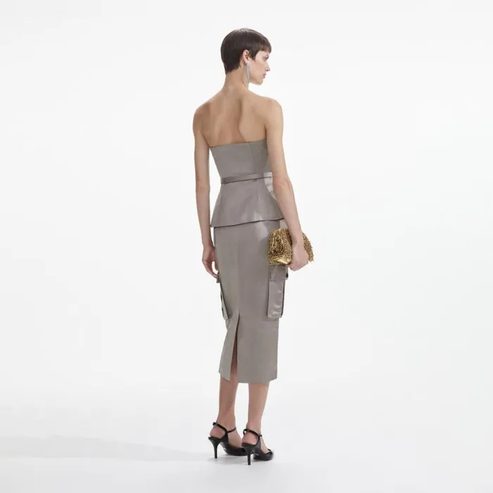 Taupe Satin Corset Top Women Self Portrait Tops