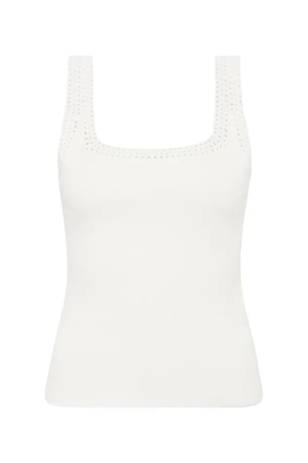 Tazia Crocheted Edge Tank Ivory Women Aje Body 038 Crepe Knit