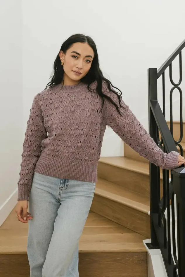 Tessa Pointelle Sweater In Lavender Lavender Women Bohme Tops