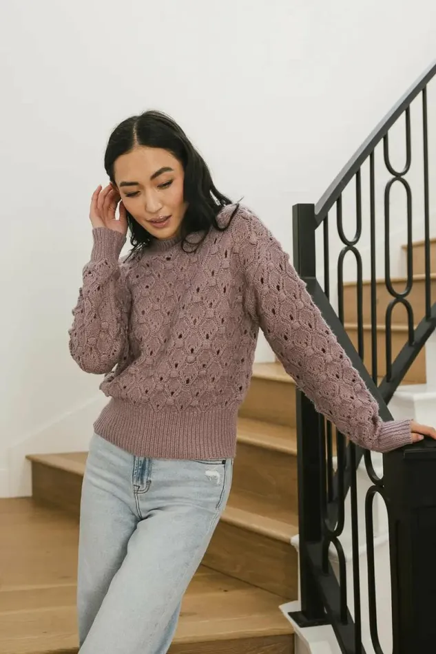 Tessa Pointelle Sweater In Lavender Lavender Women Bohme Tops