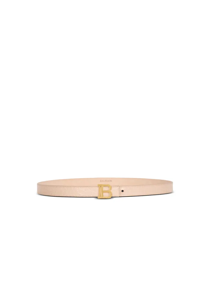 Thin BBelt In Crocodileembossed Calfskin Beige Women Balmain Belts