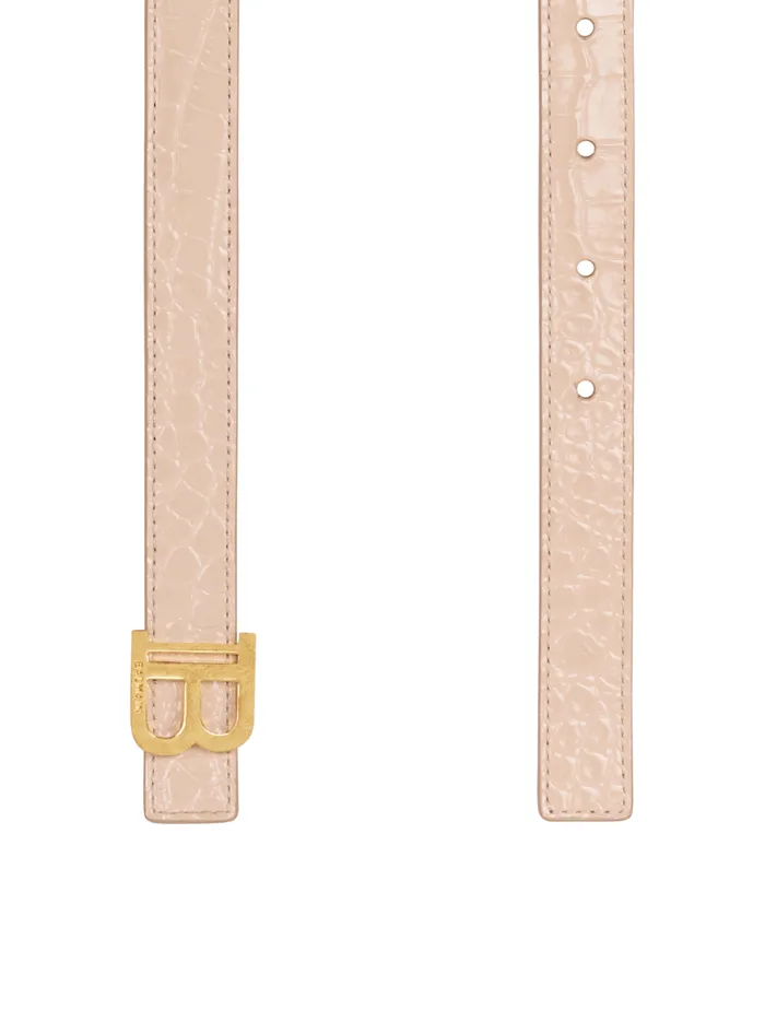 Thin BBelt In Crocodileembossed Calfskin Beige Women Balmain Belts