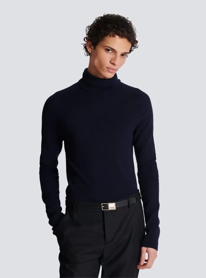 Thin Signature Calfskin Belt Black Men Balmain Belts