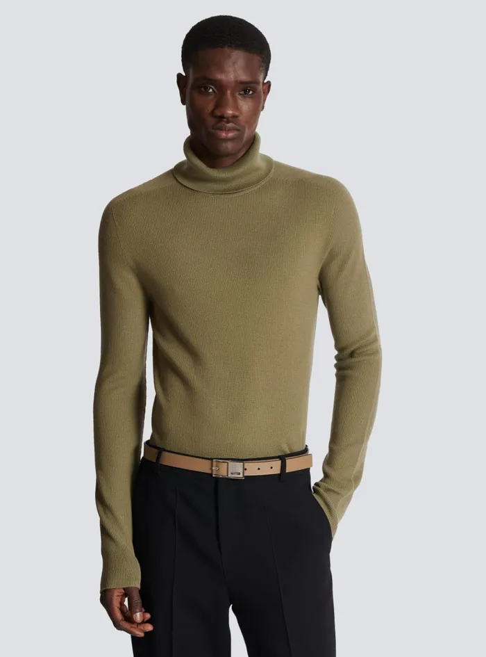 Thin Signature Calfskin Belt Brown Men Balmain Belts