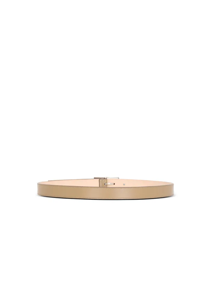 Thin Signature Calfskin Belt Brown Men Balmain Belts