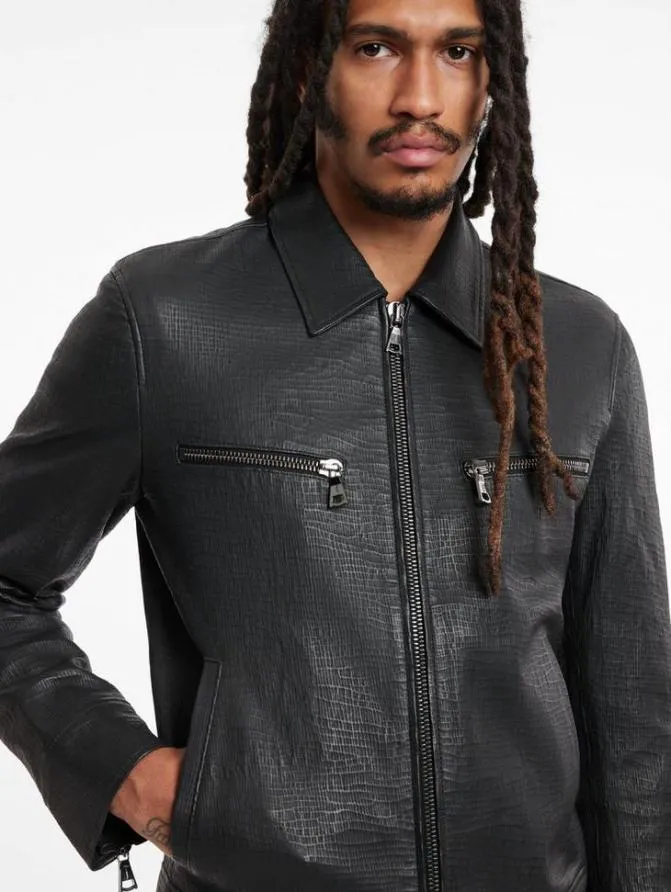 TILDEN JACKET Carbon Grey Clothing John Varvatos Leather Jackets