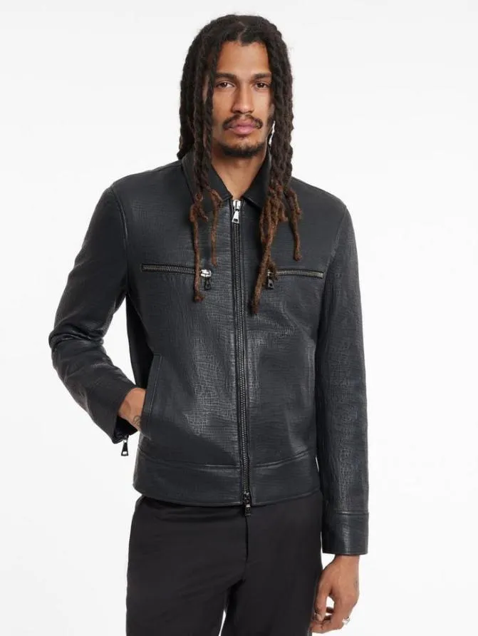 TILDEN JACKET Carbon Grey Clothing John Varvatos Leather Jackets