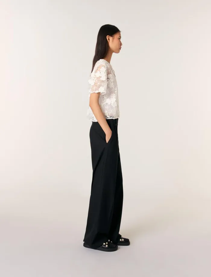 Tops and Shirts Women Maje Embroidered ShortSleeved Top White