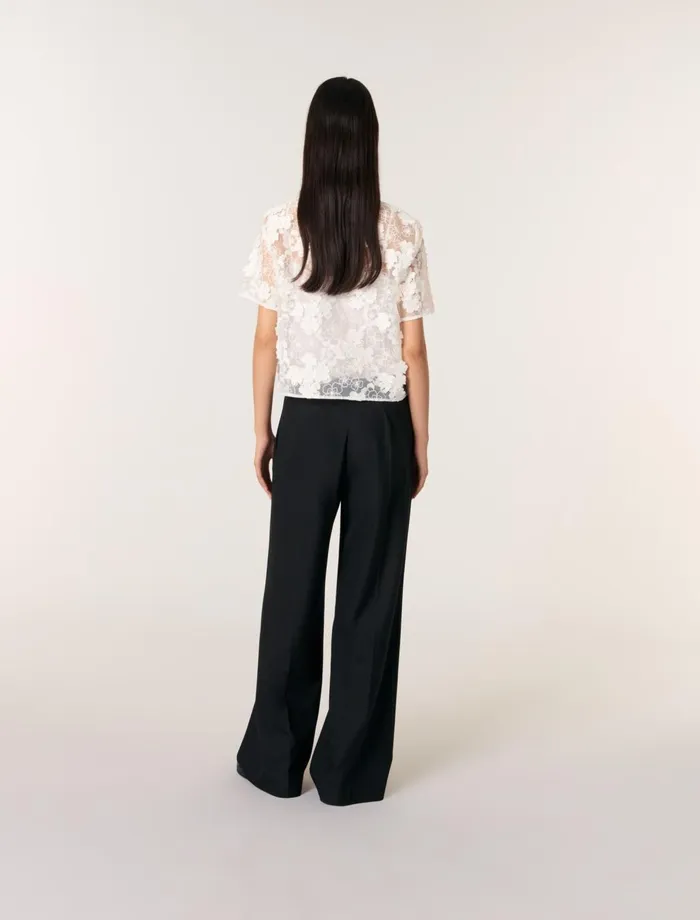 Tops and Shirts Women Maje Embroidered ShortSleeved Top White