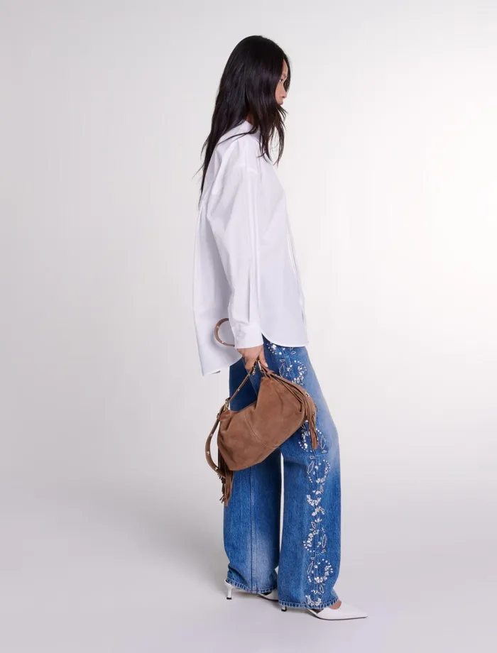 Tops and Shirts Women Maje Oversized Poplin Shirt White
