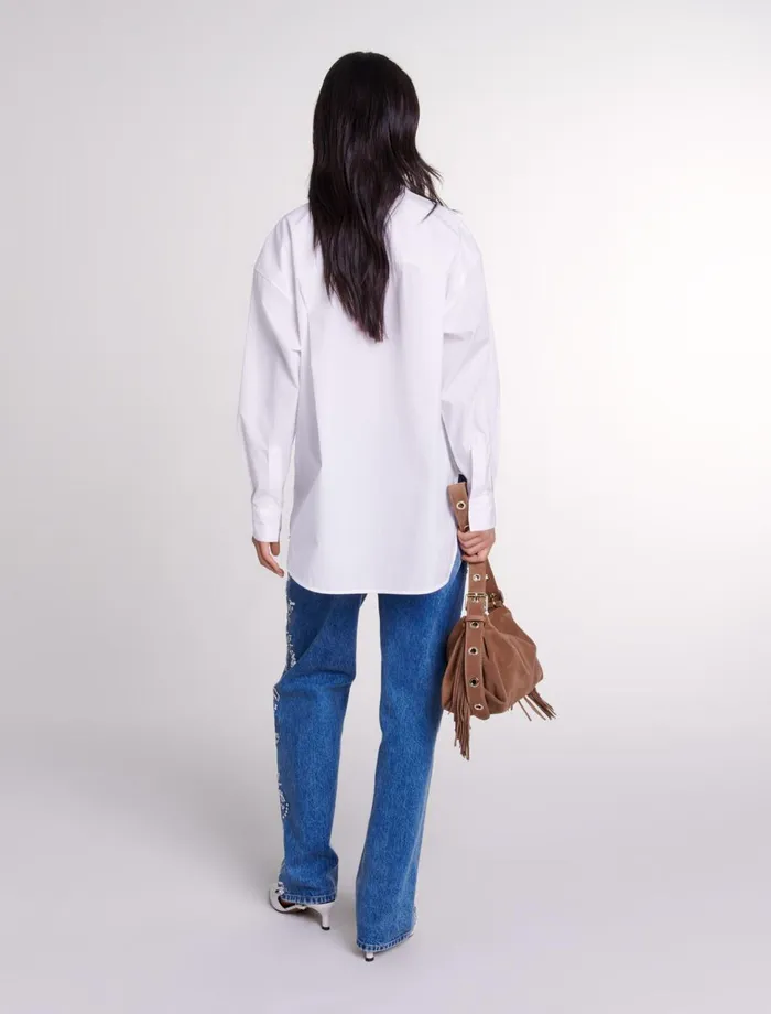 Tops and Shirts Women Maje Oversized Poplin Shirt White