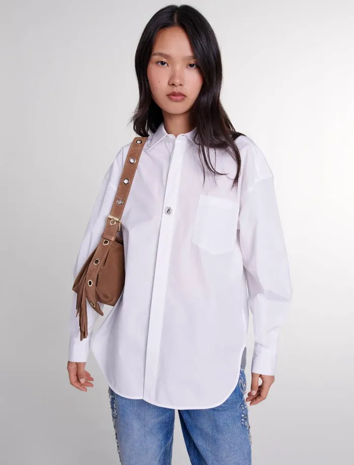 Tops and Shirts Women Maje Oversized Poplin Shirt White