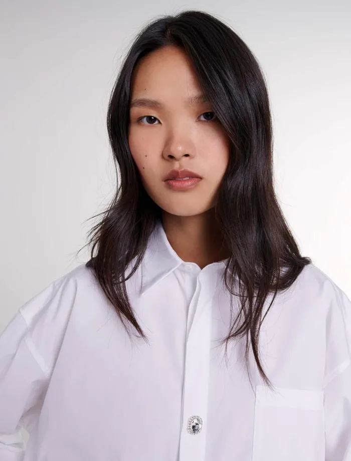 Tops and Shirts Women Maje Oversized Poplin Shirt White