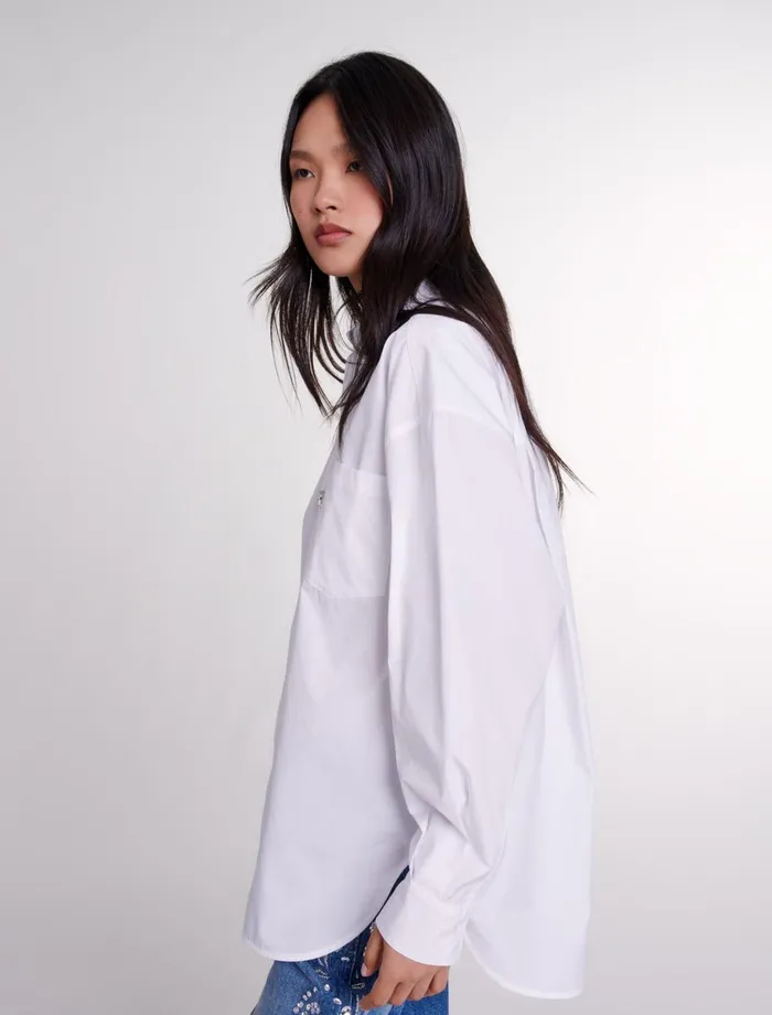 Tops and Shirts Women Maje Oversized Poplin Shirt White